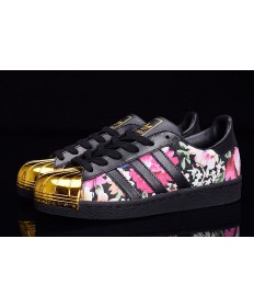 Adidas Superstar 80er Metal Toe schwarz / gold / Blumen muster sneakers