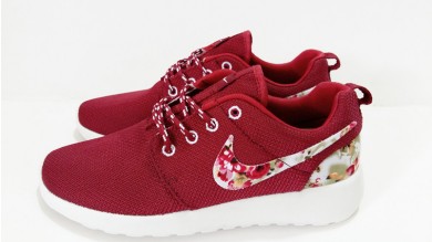 Nike Roshe Run schuhe Maroon / Blumen -Druck für Herren