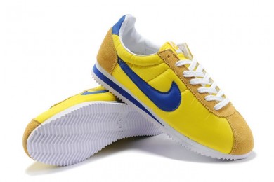 Nike Classic Cortez Nylon Herren Vintage-Gelb-Blau Trainersneakers